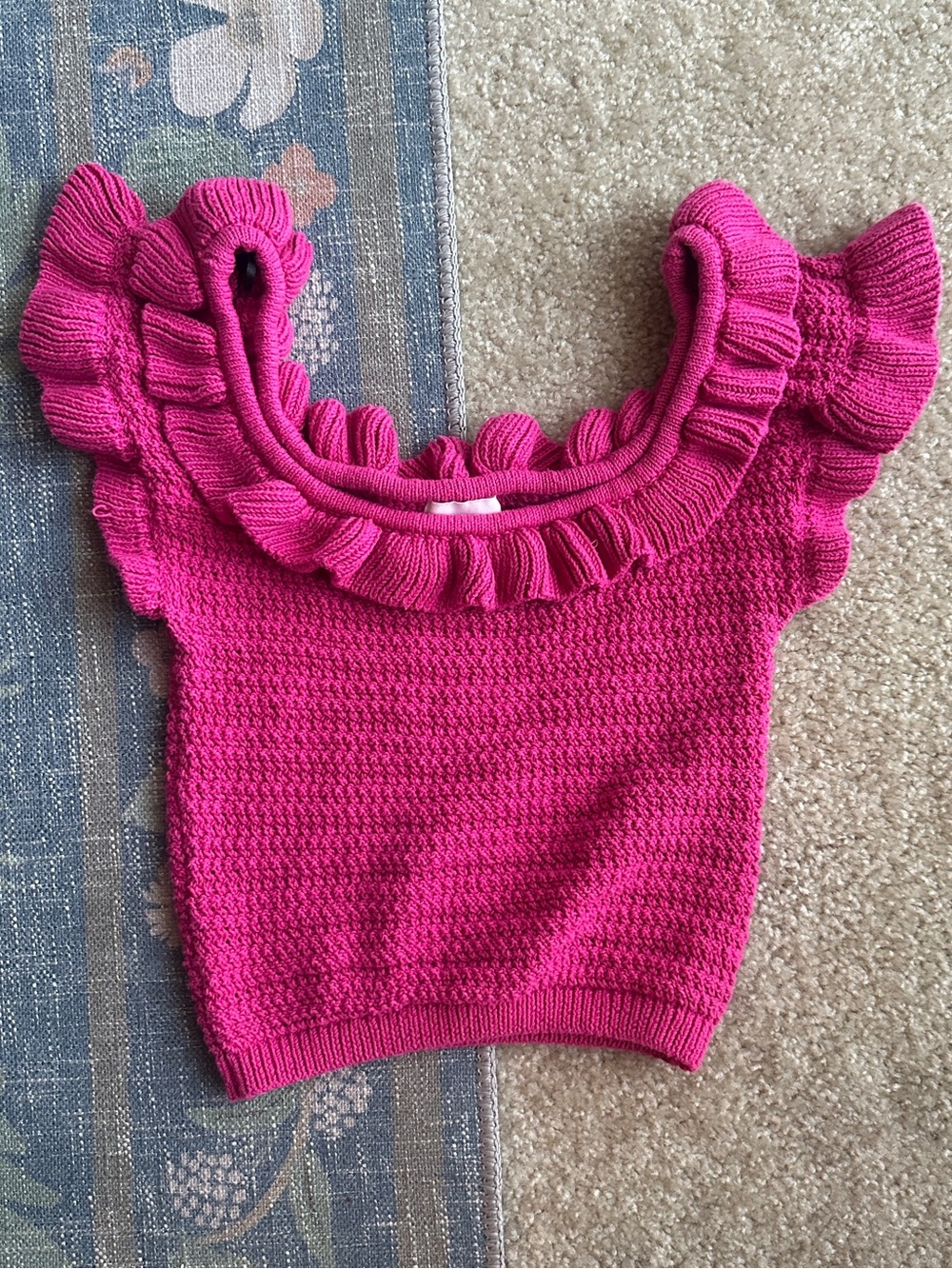 H&M Hot Pink Knit Top with Ruffle Detail